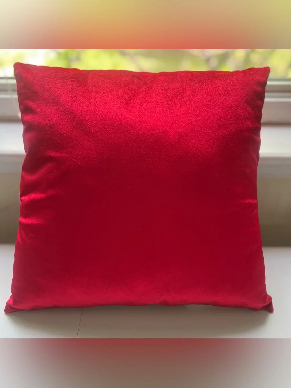NWOT—16-Inch Christmas Red Square Pillow with Hot Pink Bow from Wondershop